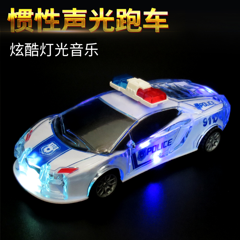 Kids Inertial Car Fall Resistant Car Baby Police Car Model Light Music Toy Car 1-3 Year Old Boy Toy