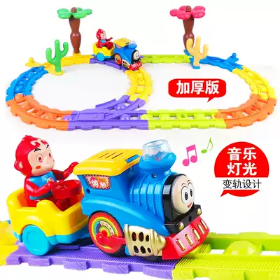 Cartoon train track baby boys and girls children Electric 3 high-speed rail 2-3-6 years old puzzle toy car