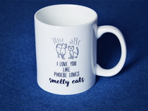 The old friend remembered the six people around me like Fiby like a smelly cat and I like your Marks Cup white cup.