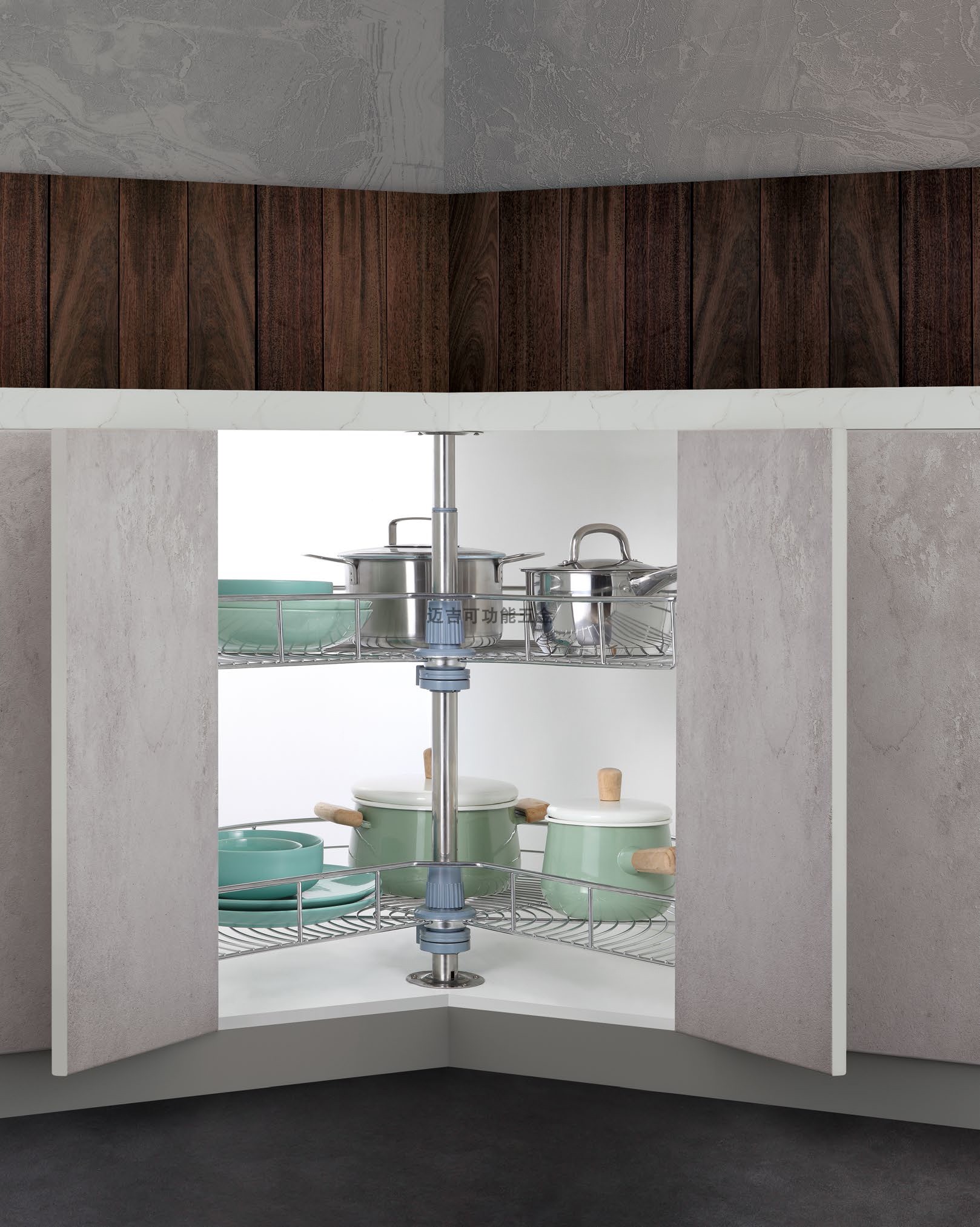 Integral cabinet Corner turntable pull basket Small tool pull basket Corner rotary pull basket Kitchen shelf bowl Vertical double layer