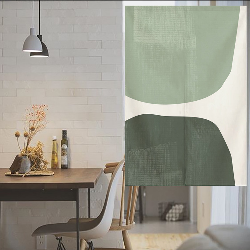 Door curtain fabric partition window Nordic kitchen toilet powder room hanging curtain free punching half curtain summer anti-peep home