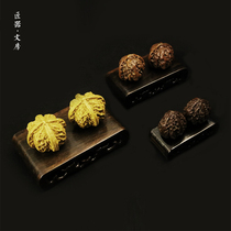 Black rosewood square text play walnut base Printed stone small ornaments multi-purpose display base Book book hollow section