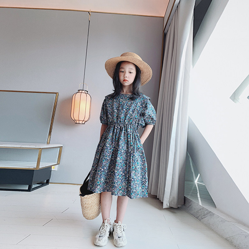 Ai Upper girl's foreign dress Chardress 2022 new CUHK Tong sends Han version of loose children Broken Flowers Skirt