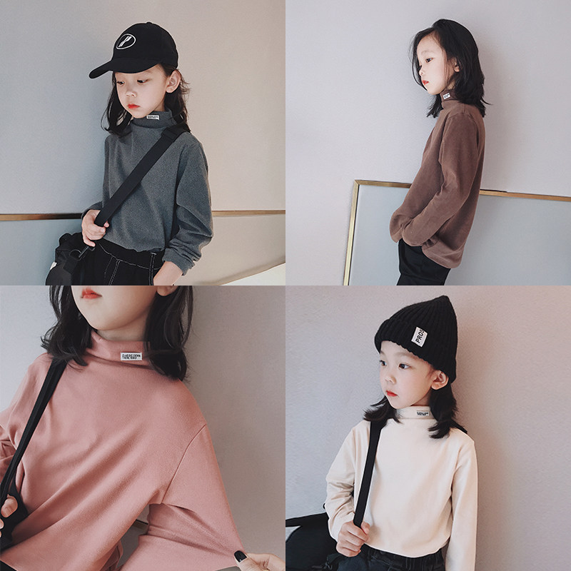 Ai Upper girl hit undershirt 2021 autumn winter clothing new CUHK fairy Han version milled hair thickened half-high collar T-shirt tide