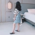 Net nổi tiếng cô gái dễ thương quần short denim lửng năm 2020 mùa hè mới lớn trẻ em phiên bản Hàn Quốc lỏng lẻo thẳng chân rộng - Quần jean