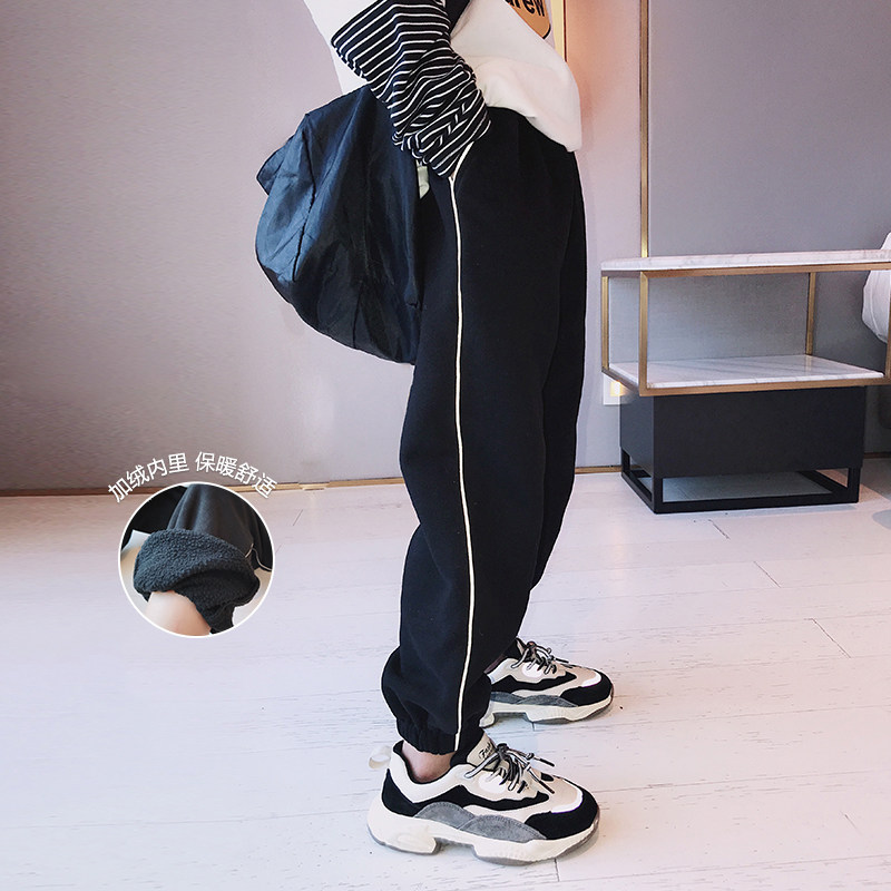 Aido girl girl gush sports pants 2021 winter dress new CUHK Scouts casual pants children integrated suede pants