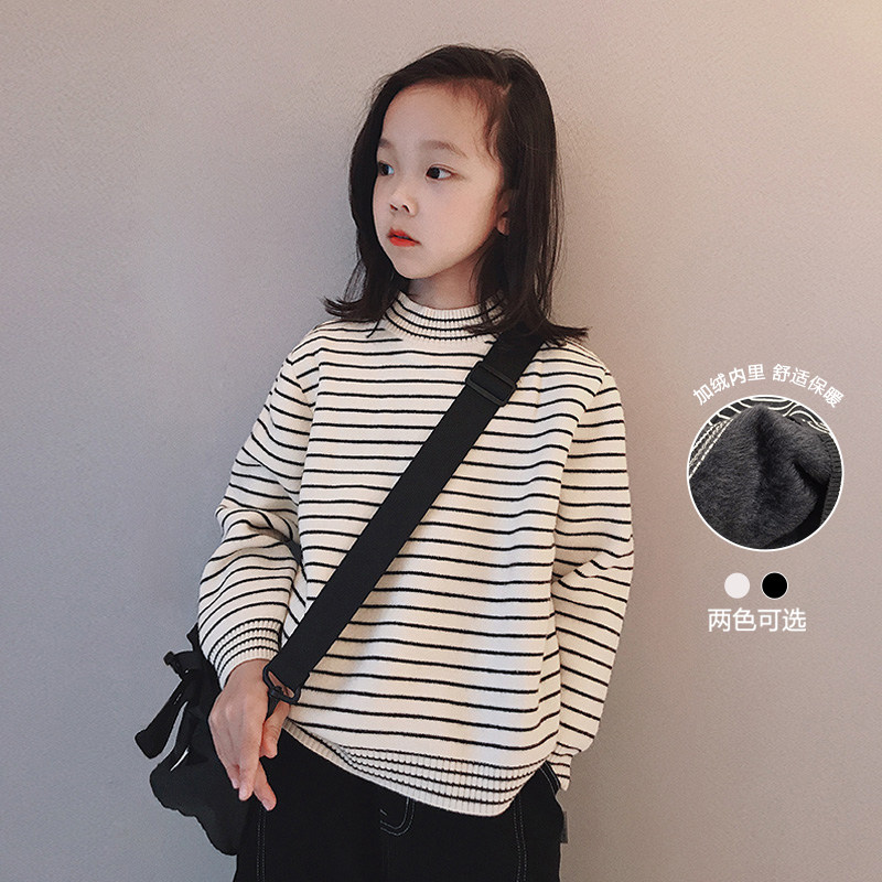 Ai Upper Girl Gfloss Coat 2021 Winter Dress New CUHK Tong High Collar Jacket Head Striped Thickened Blouse
