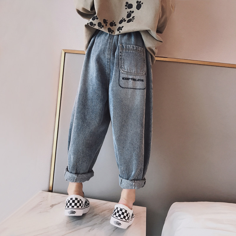 Ai Upper Girl Girl Jeans 2022 Spring Dress New CUHK Child Loose Casual Wide Pants Foreign Pie Old Daddy Pants