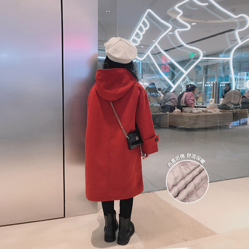 Aijin girl red in red coat 2021 winter dress new CUHK Tong Han version clip cotton New Year dress jacket New Year dress