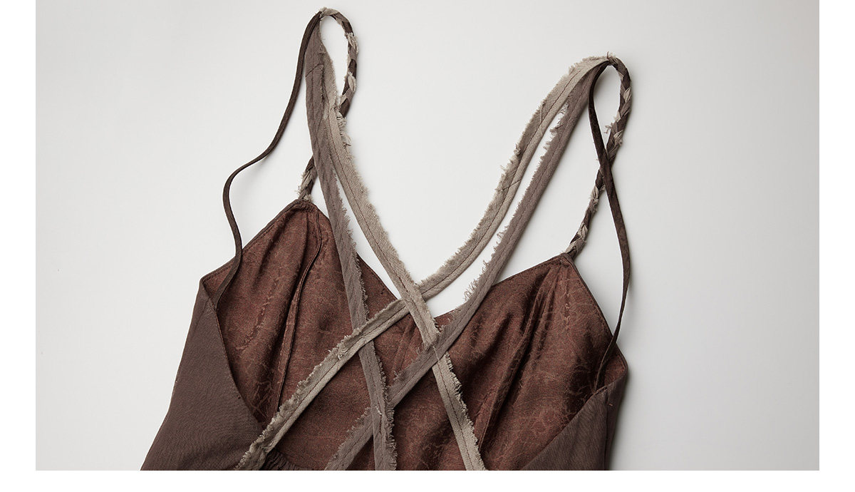 INDULGE Hand-Woven Beaded Back-Tie Layered Slip Dress