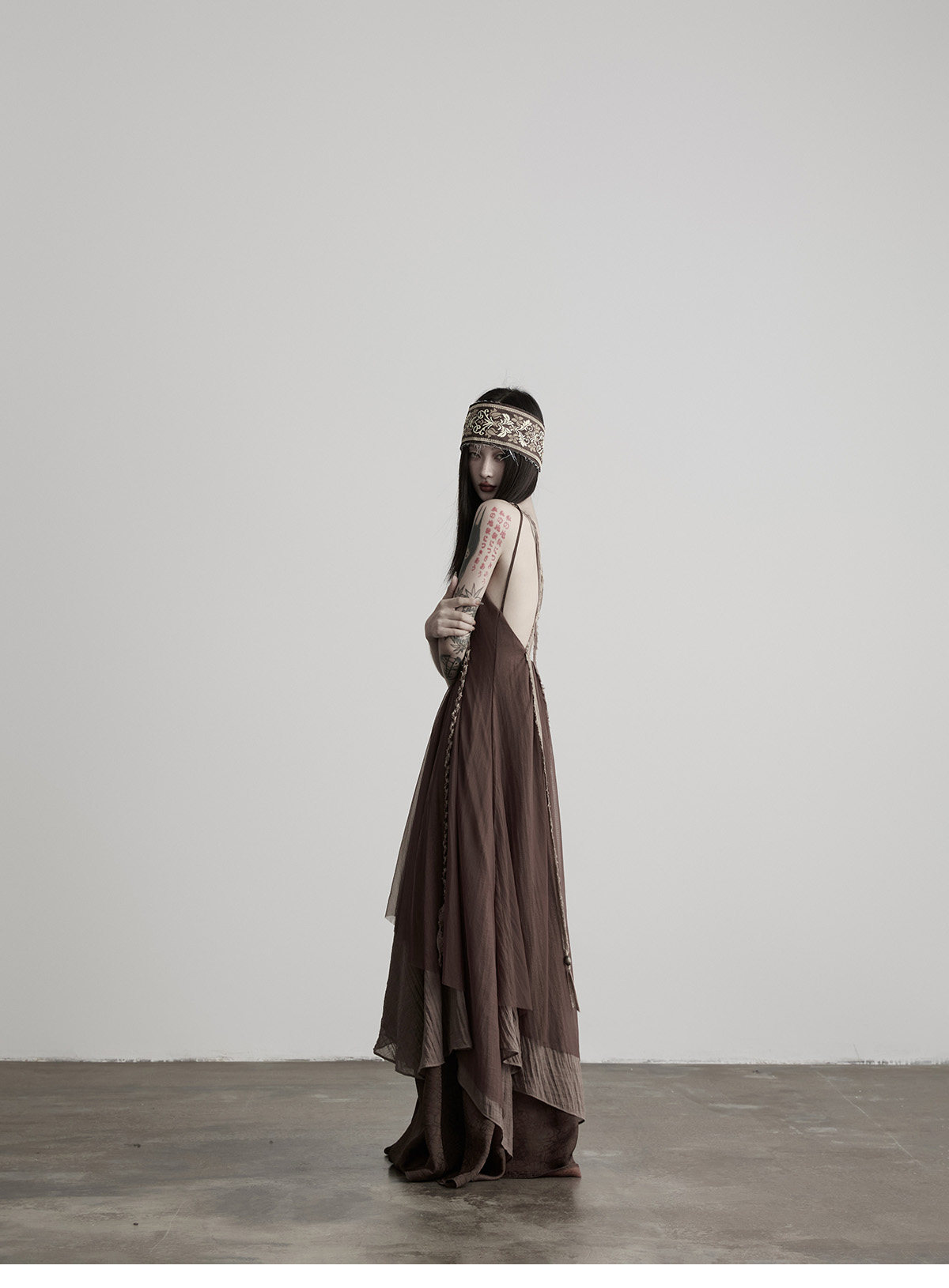 INDULGE Hand-Woven Beaded Back-Tie Layered Slip Dress