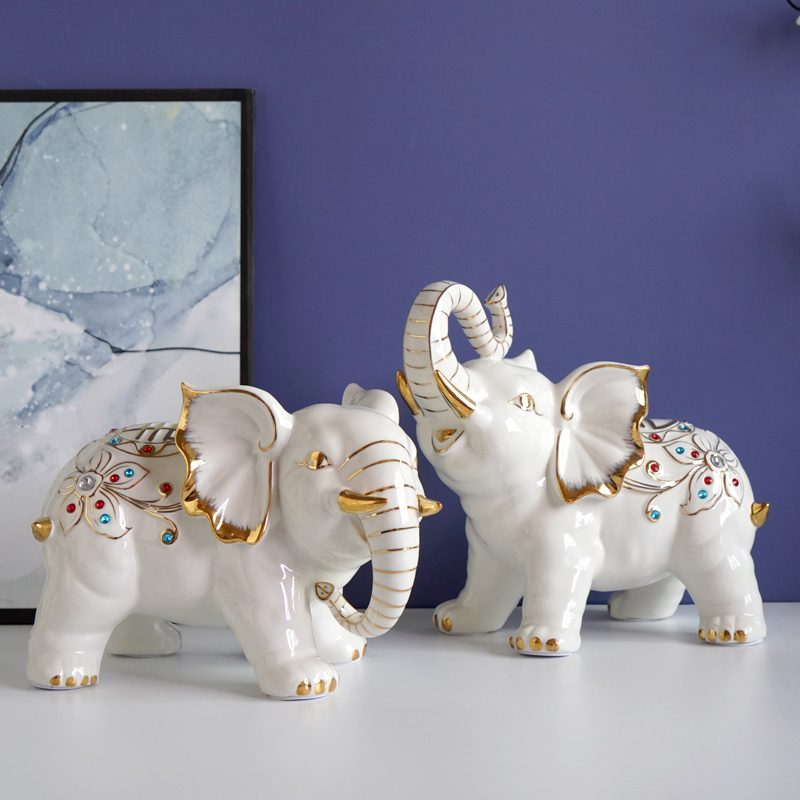 Pair of White Elephant Figurines, Ceramic Animal Crafts, Feng Shui Elephants for Attracting Wealth, Protecting the Home, and Decorating the Living Room or Entrance Pair of White Elephant Figurines, Ceramic Animal Crafts, Feng Shui Elephants for Attracting Wealth, Protecting the Home, and Decorating the Living Room or Entrance
