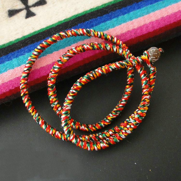 Customize the Tibetan Six Words True to the Five Colorful Diamond Rope Authentic 9-by-King Kong Knot Necklace necklace