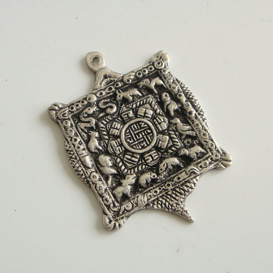 Tibet Wind Nepal handmade pure Bronze lotus Peanuts Nine Palace Gossip Signs Nine Palace Cards Waist Card Pendant Pendant