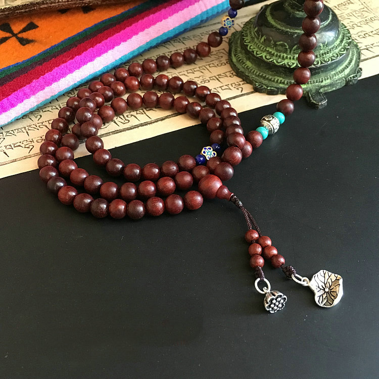 Tibetan legend seven treasures Tibet original leaflet Zitan Buddha beads Rosary beads A hundred years of friendship, many children and many blessings