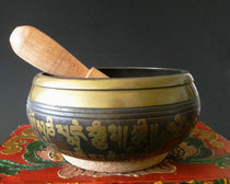 Full moon slogan bowl Nepal handmade copper chime Tibetan Buddhist bowl meditation yoga sound healing Buddha sound Bowl ornaments 11cm