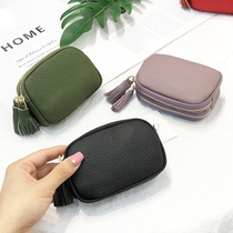 Simple cowhide pocket women multi-compartment zipper leather three-dimensional coin bag card storage bag mini wallet