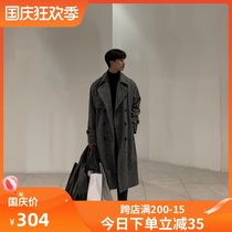 New windbreaker mens long English style double-breasted woolen coat Korean trend autumn and winter thickened mens coat