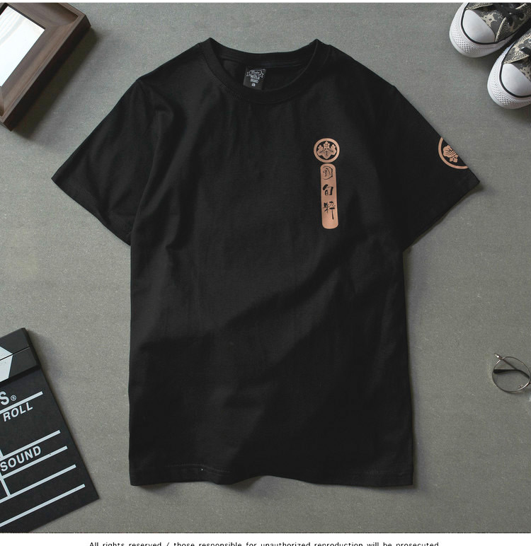 Mùa hè mới xu hướng áo thun nam tay ngắn Samurai phiên bản Hàn Quốc của các cặp đôi trẻ trung INS cotton cổ tròn cỡ lớn 	áo thun nam body
