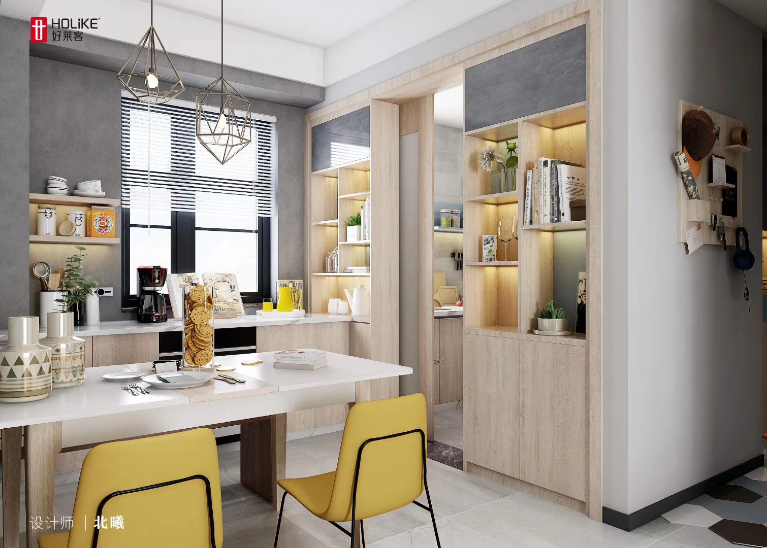 Holike Apricot White Chongqing Nanping Shopping Center has the same modern and simple Nordic style online and offline