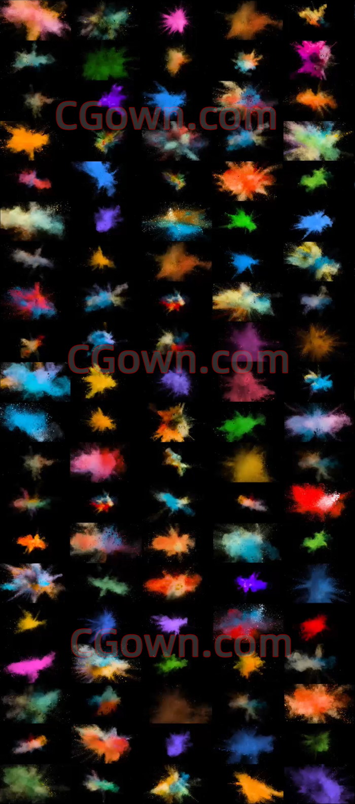 108组彩色粉末爆炸飞散慢动作动画带Alpha遮罩4K视频素材