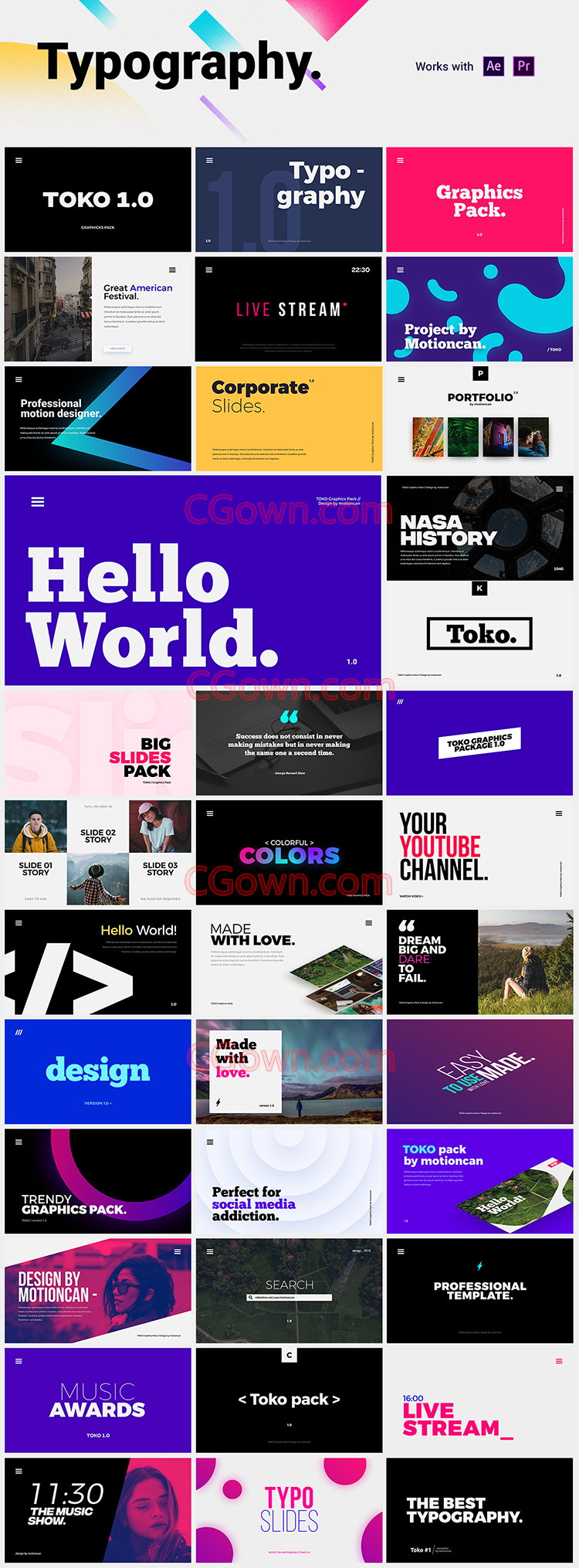 【米松独家破解】创意MG图形动画元素包V3.0版本1450+种效果制作-PR预设与AE脚本下载