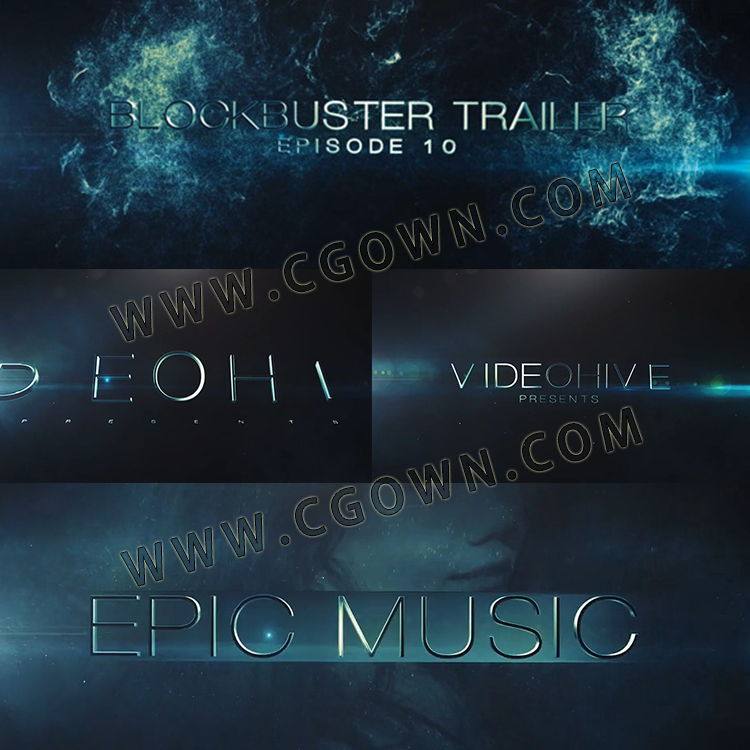 AE模板-E3D震撼大气电影预告片或游戏宣传片开场视频-含背景音乐