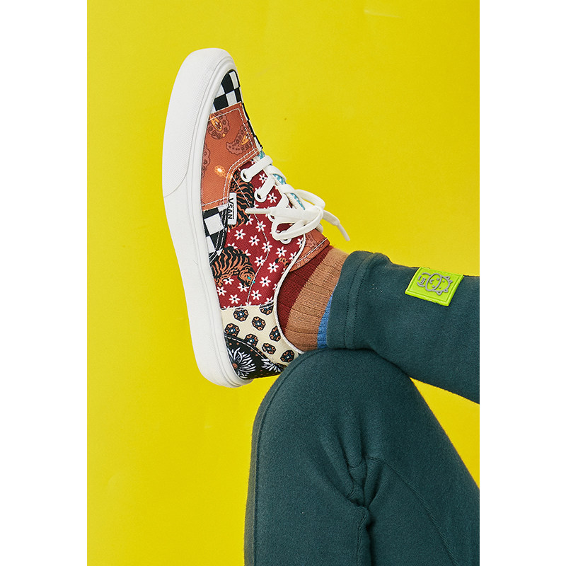 Li Xiaoxian 2022 autumn boys and girls canvas shoes cashew flower children's board shoes checkerboard asymmetric casual shoes