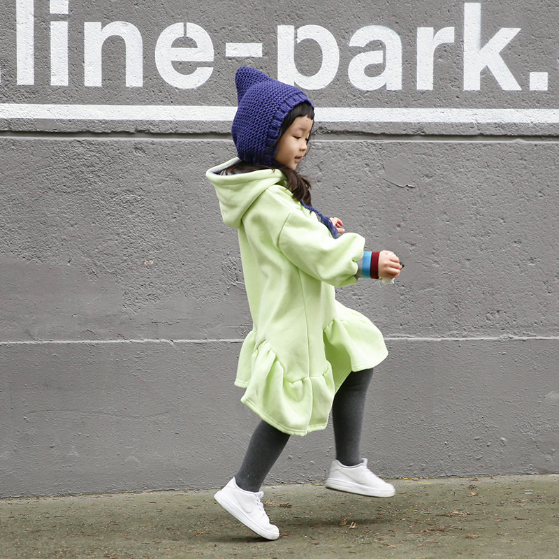 Pears small idle girl grip suede not even cap irregular sweaty dress girl Korean version dress jacket E84L1777