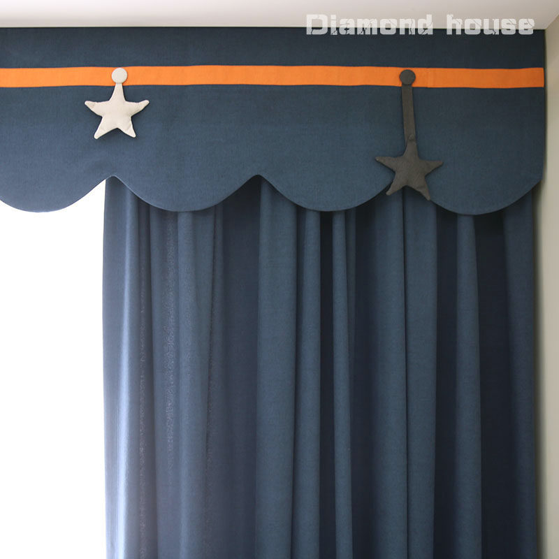 Nordic modern simple boy room Children's room ins three-dimensional star custom environmental protection high-grade imitation cashmere curtains