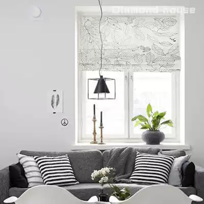 Stockholm Nordic modern simple curtain cotton canvas custom Roman curtain lift curtain lift curtain