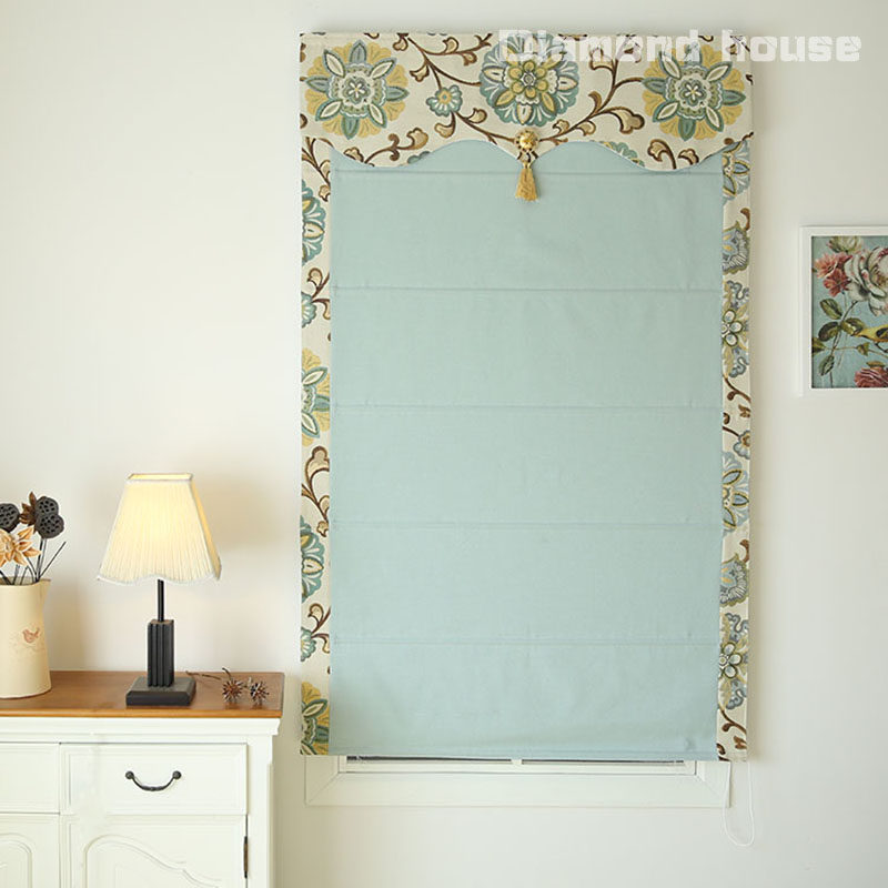 American country style cotton high - grade flower embroidery pieces in the living room bedroom custom Roman curtain vine cloth