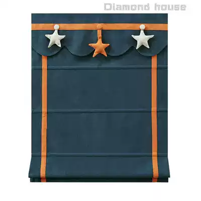 Three-dimensional star Roman curtain children's room cotton linen environmental protection custom lifting curtain pull curtain Roman curtain