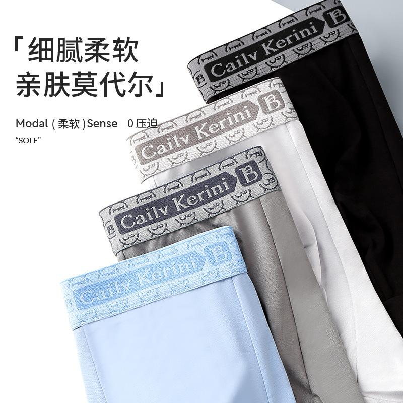 Cailvkerini Men's Underwear Modal Seamless Breathable Temperature-Changing Magnet Antibacterial Men's Boxer Briefs