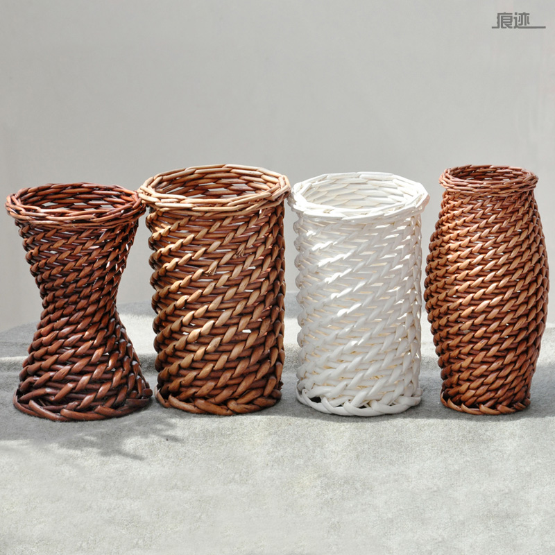 Rattan vase hand-woven flower basket wicker flower pot decoration flower arrangement home decoration fake flower basket