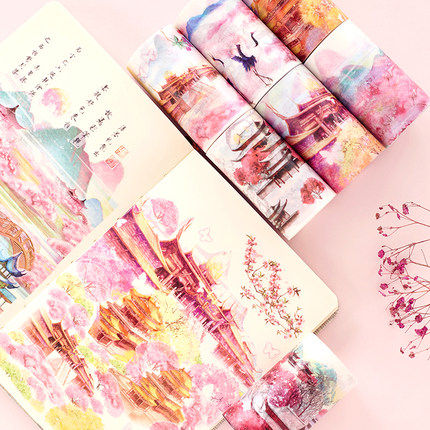 Ankou Ancient Wind River Mountain Flower Sea Figure Hand Ledger and Paper adhesive Adhesive Special Oil and Paper adhesive tapes with off-type paper