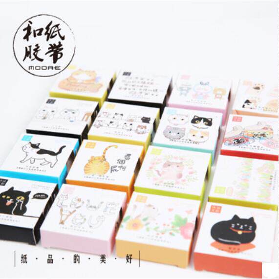 Body Wash and Paper Adhesive Tapes Cute Cat Diary Series Fun Hand-painted Cartoon Kitty Hand Ledger Material Decoration