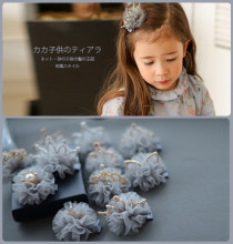 Pan hair gray mesh children's headwear hair clip cute and sweet temperament girl princess side clip little girl hair accessory