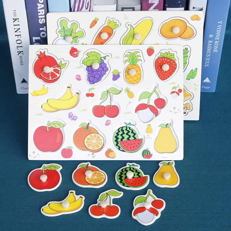 Early Education Young Toys Children's Baby Puzzle Digital Handscreen Plate Wooden Toys Cognitive Montgram Number