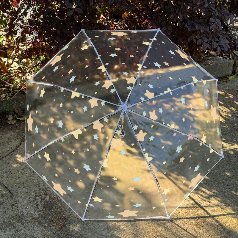 Black and White Star Transparent Umbrella Foldable Cute Transparent Umbrella Student Cartoon Transparent Umbrella Children Black and White Star Transparent Umbrella Foldable Cute Transparent Umbrella Student Cartoon Transparent Umbrella Children