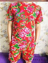 Performance clothing red clothing adult men and women twisted Yangko two people turn festive suit short sleeve northeast big cloth pajamas