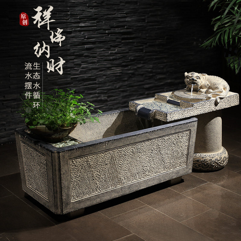 Large flowing water ornaments living room entrance decoration floor water feature cat cat zhao cai fish tank fountain courtyard fish pond landscaping