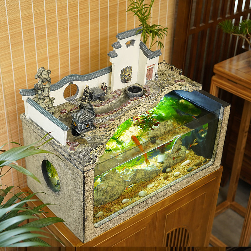 New Chinese Flowing Water Fish Tank Swing office Living room Bills Money and Wet Creative Water View Waterfall Tabletop Decorations