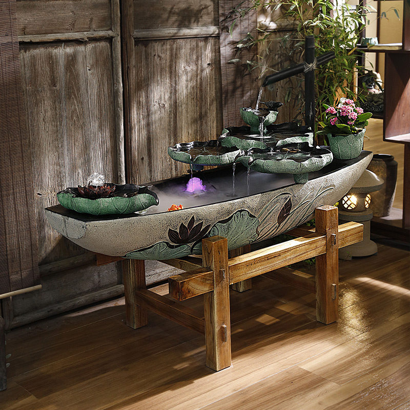 Large flowing water ornaments Feng Shui wheel floor Fountain living room balcony courtyard indoor humidifier waterscape Zhaocai fish pond
