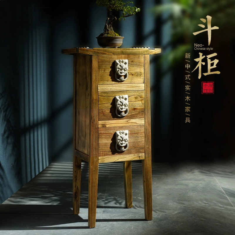 Mới phong cách Trung Quốc lối vào phòng khách retro trang trí tủ gỗ rắn của ngăn kéo thủ công mộng mộng mộng cổ lưu trữ tủ đồ nội thất - Buồng