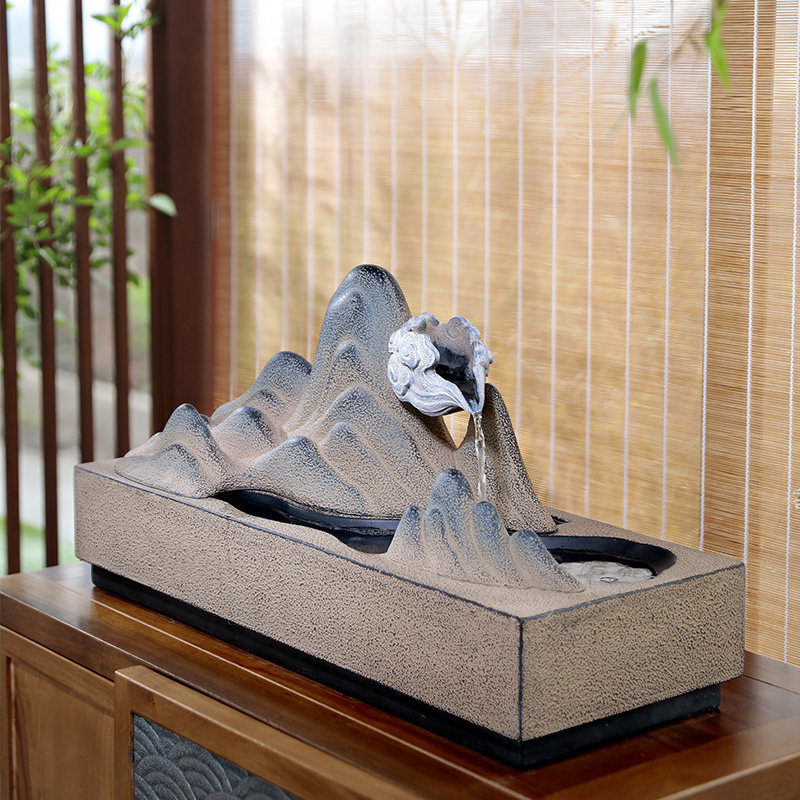 Desktop flowing water ornaments new Chinese-style living room porch office tea room landscape decoration circulating water feature lucky fountain