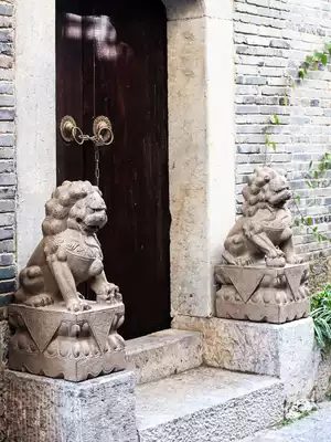 Home door New Chinese imitation stone lion gate pier pair of drum stone outdoor courtyard fortune decoration floor decoration