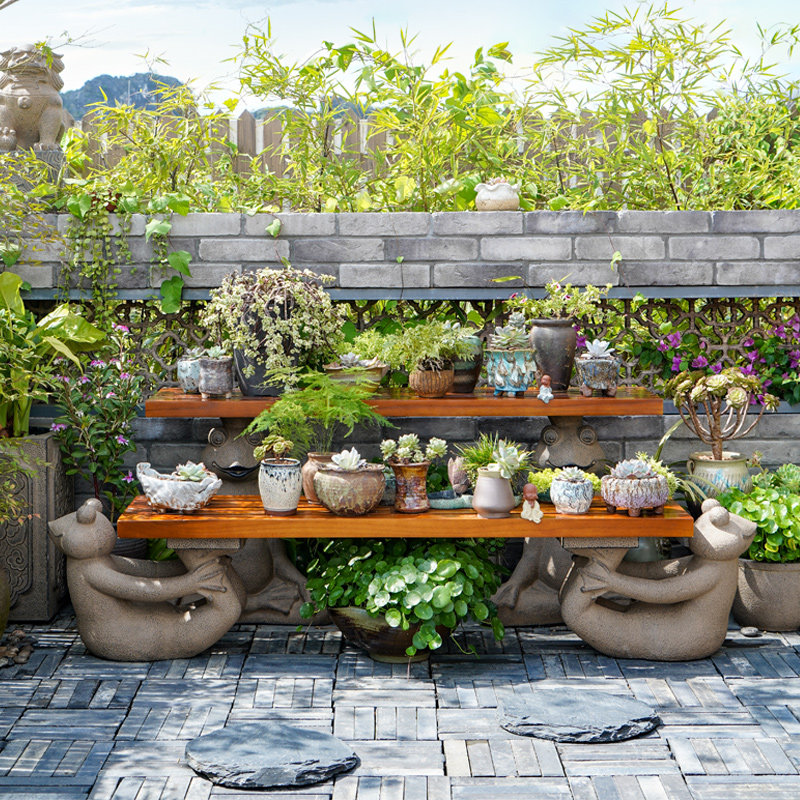 Garden Solid Wood Flower Frame Fittings Balcony Garden Architecture Decoration Plants View Outdoor Flower Pot