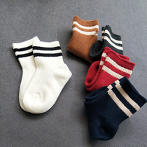 Chaobao striped baby spring and autumn socks cotton socks men and women short socks 100 1-6 years old wireless head not leaned feet 921