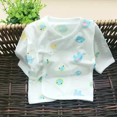 Kang Xiner spring and autumn pure cotton newborn long-sleeved top 0-3 months baby lace-up top lace-up male and female baby 437